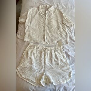 Stars Above Lightweight Faux Linen Lounge Shorts and Shirt Set